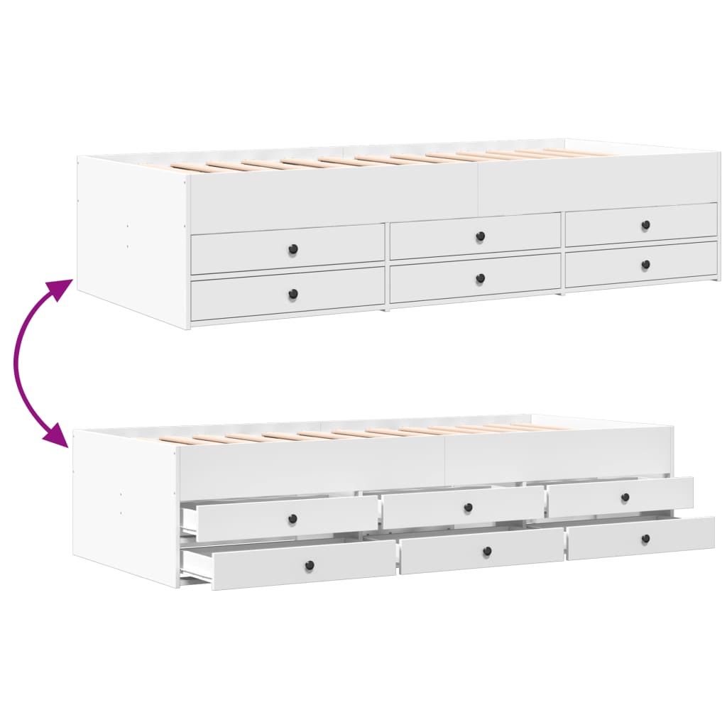 Modern Wooden 2-in-1 Single Size 90cm Daybed With 6 Storage Drawers Wood Sofa Beds