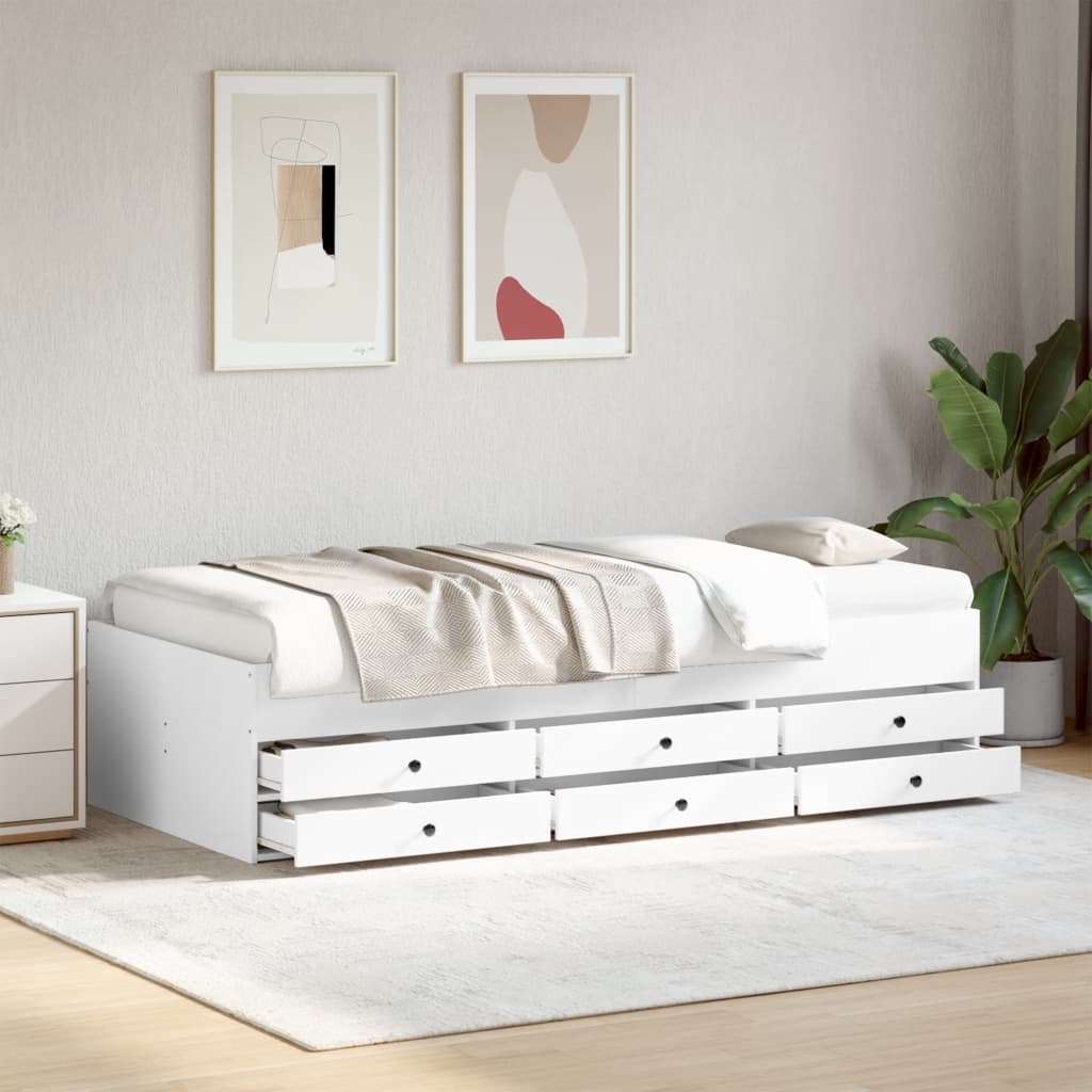 Modern Wooden 2-in-1 Single Size 90cm Daybed With 6 Storage Drawers Wood Sofa Beds