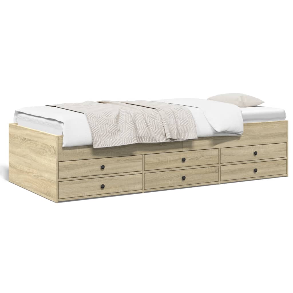 Modern Wooden 2-in-1 Single Size 90cm Daybed With 6 Storage Drawers Wood Sofa Beds