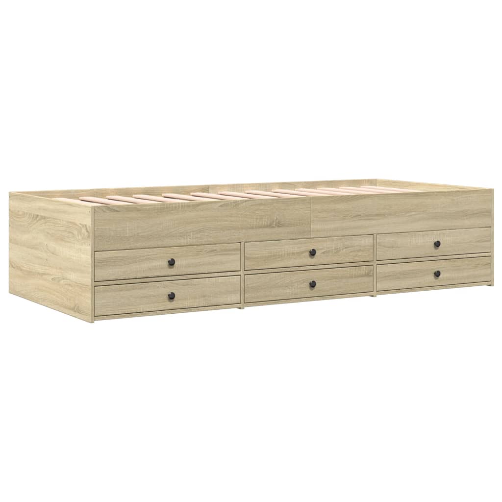 Modern Wooden 2-in-1 Single Size 90cm Daybed With 6 Storage Drawers Wood Sofa Beds