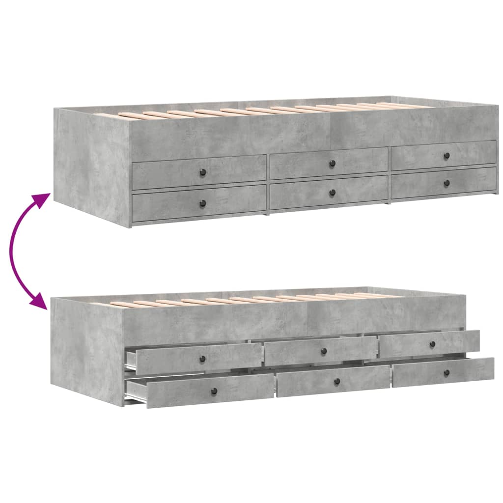Modern Wooden 2-in-1 Single Size 90cm Daybed With 6 Storage Drawers Wood Sofa Beds