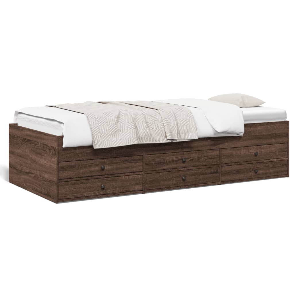 Modern Wooden 2-in-1 Single Size 90cm Daybed With 6 Storage Drawers Wood Sofa Beds