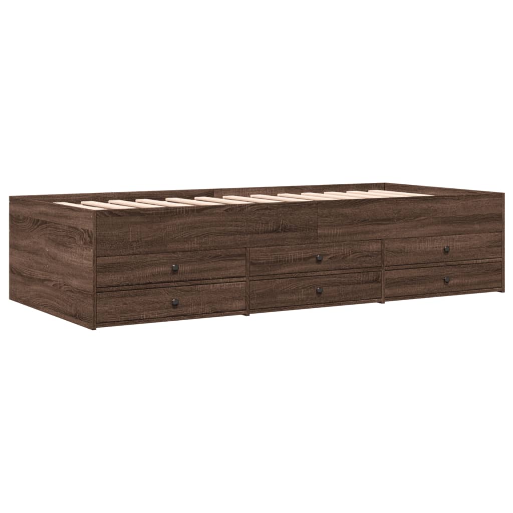 Modern Wooden 2-in-1 Single Size 90cm Daybed With 6 Storage Drawers Wood Sofa Beds