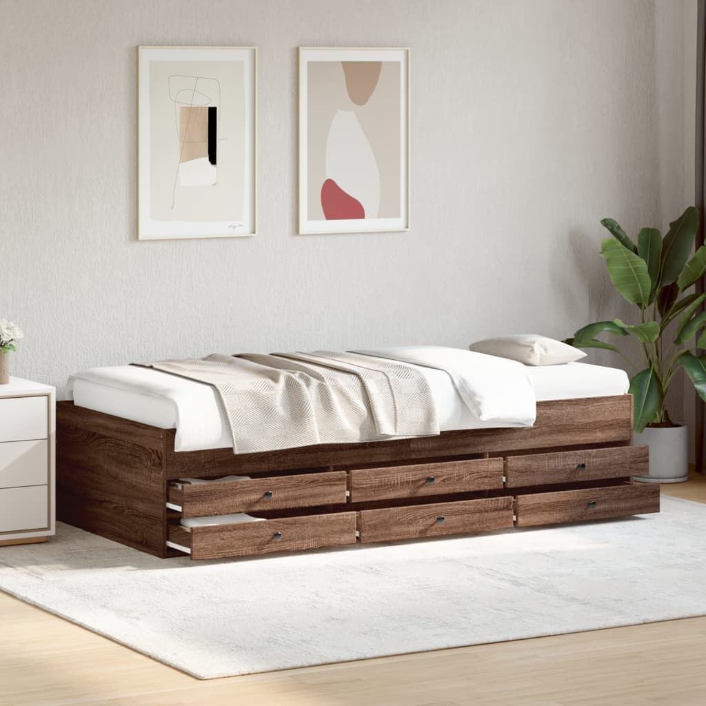 Modern Wooden 2-in-1 Single Size 90cm Daybed With 6 Storage Drawers Wood Sofa Beds