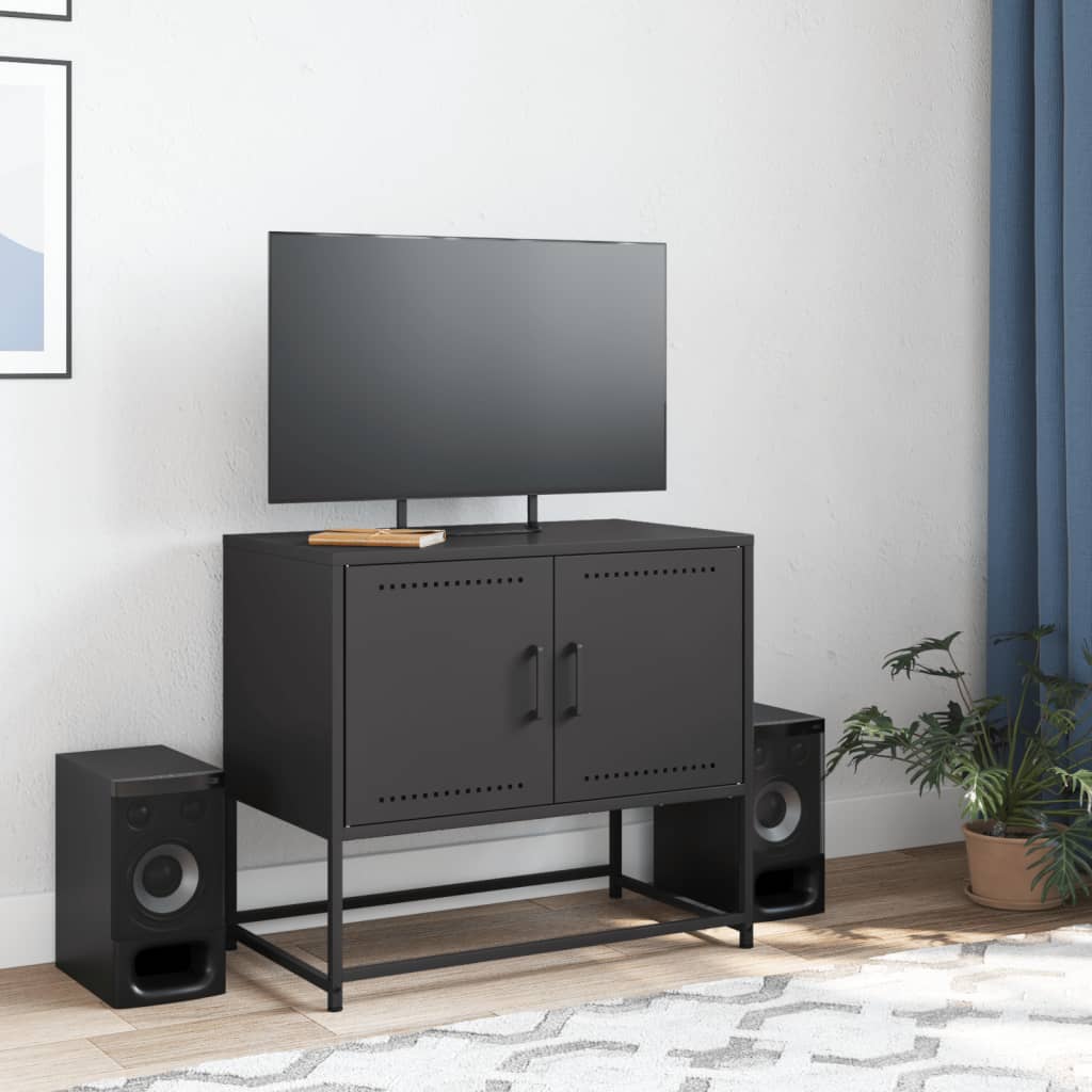 Industrial Steel 2 Door TV Tele Stand Unit Home Storage Cabinet Bench