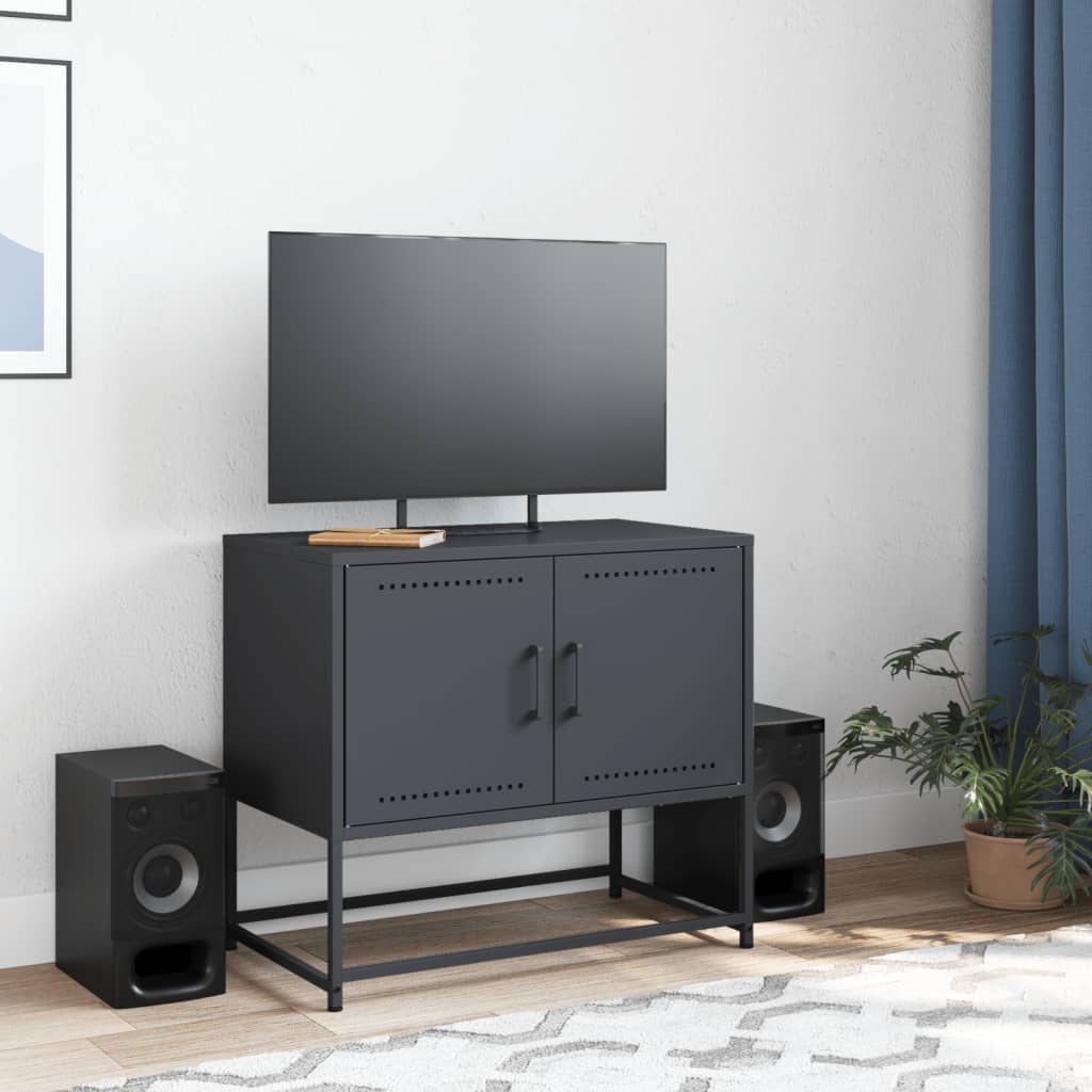 Industrial Steel 2 Door TV Tele Stand Unit Home Storage Cabinet Bench
