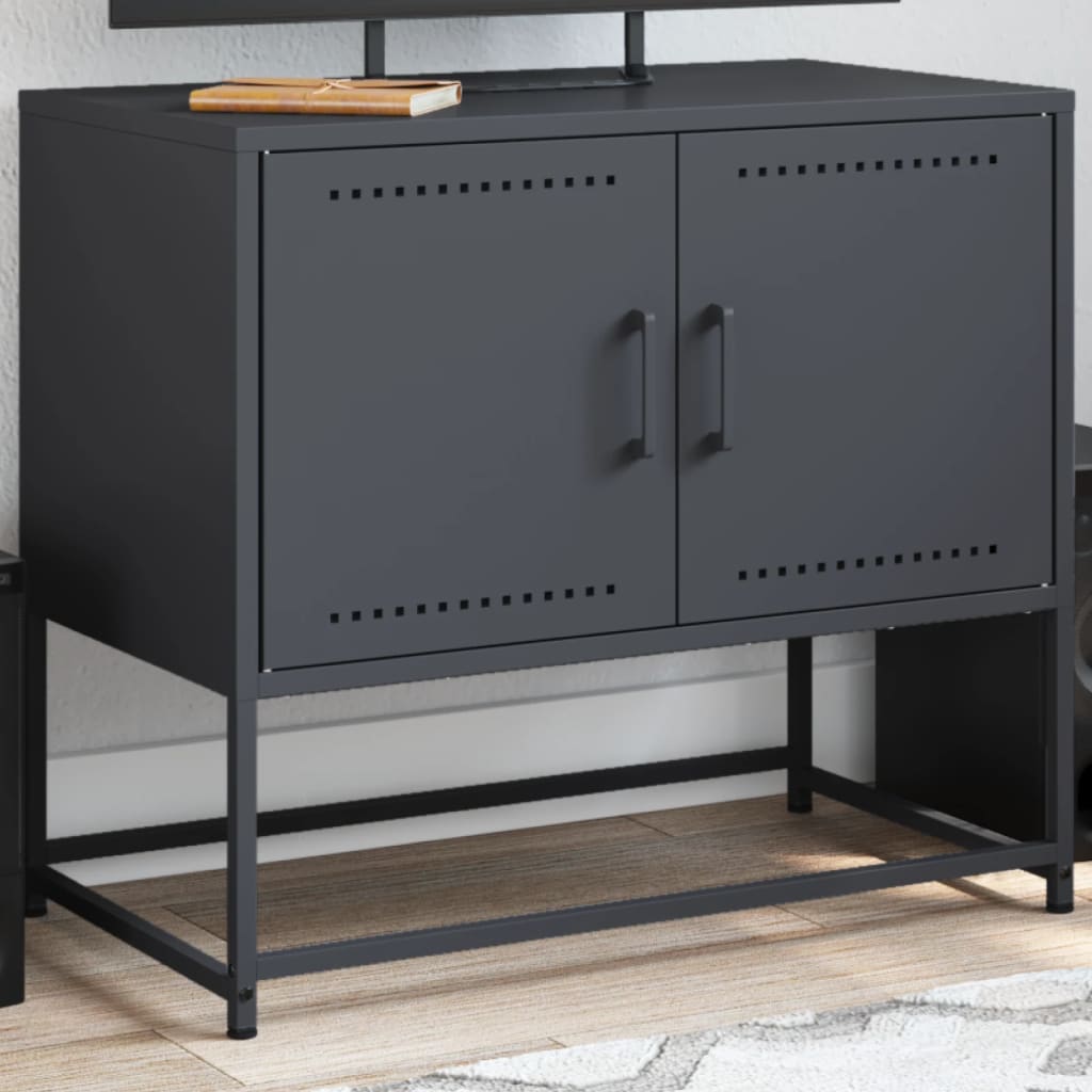 Industrial Steel 2 Door TV Tele Stand Unit Home Storage Cabinet Bench
