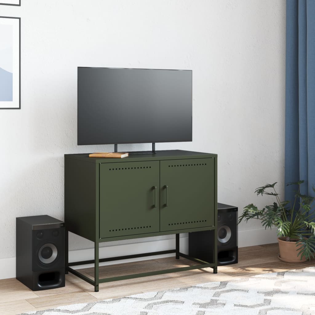 Industrial Steel 2 Door TV Tele Stand Unit Home Storage Cabinet Bench