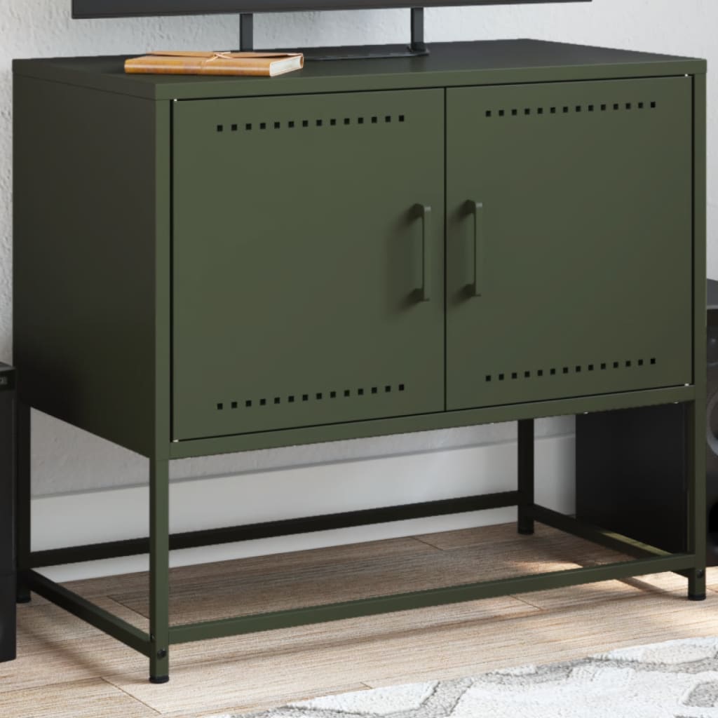 Industrial Steel 2 Door TV Tele Stand Unit Home Storage Cabinet Bench