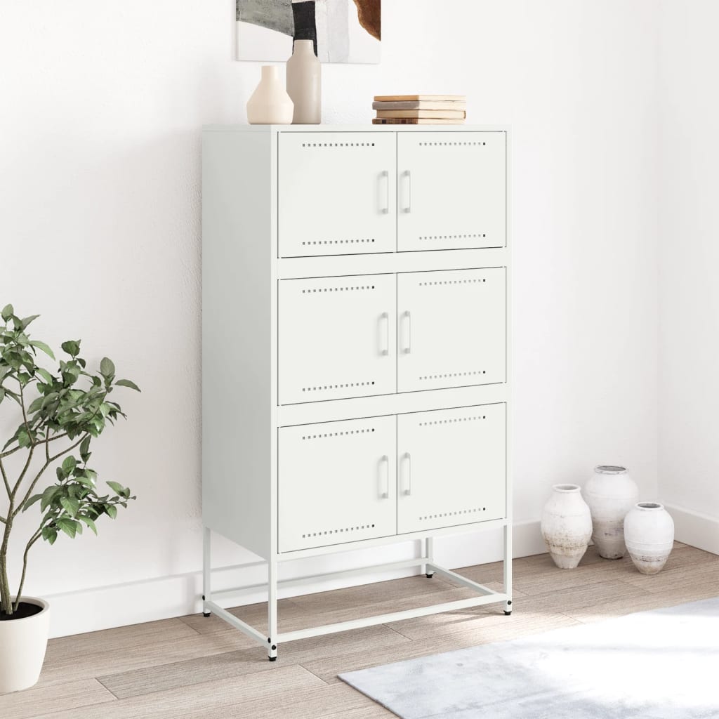 Sideboard White 68.5x38.5x123.5 cm Steel
