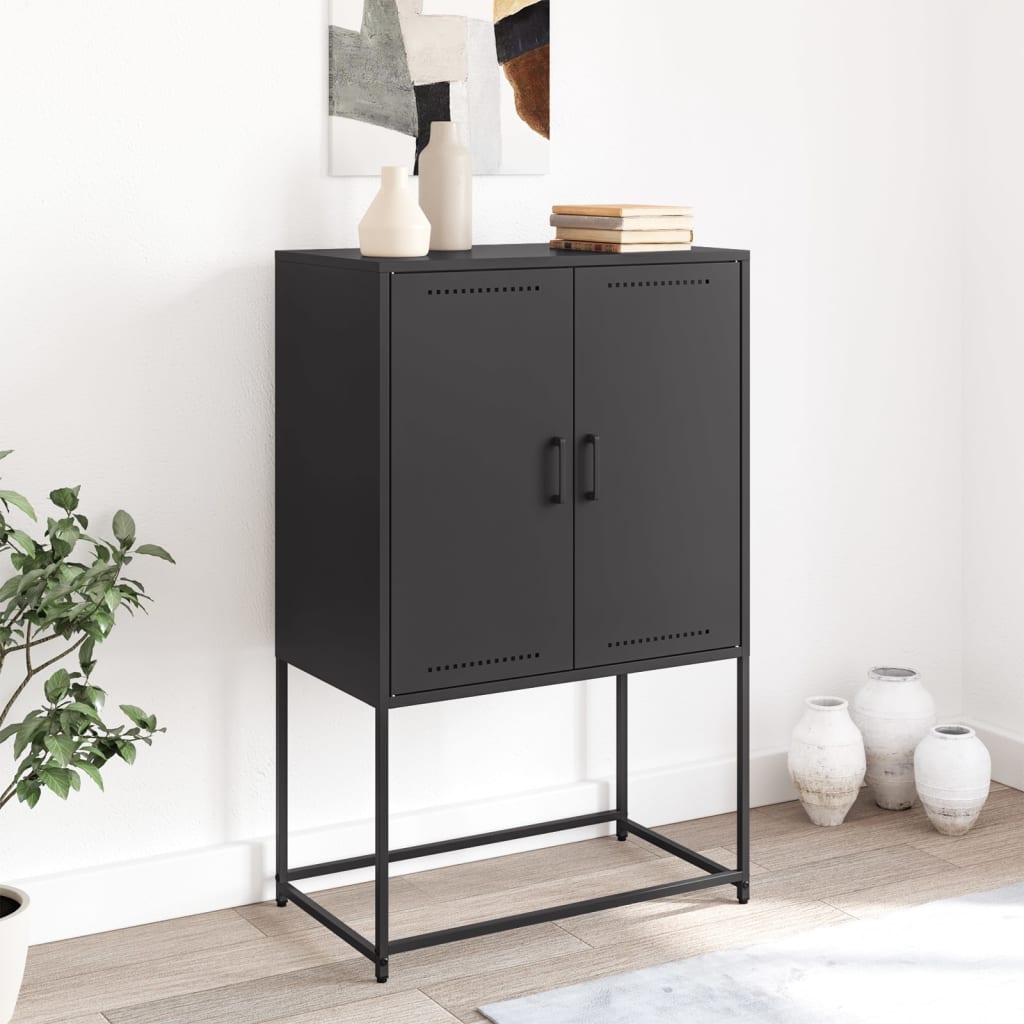 Highboard Black 68.5x38.5x107 cm Steel