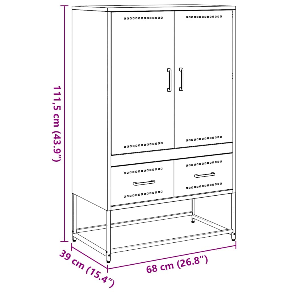 Highboard White 68x39x111.5 cm Steel