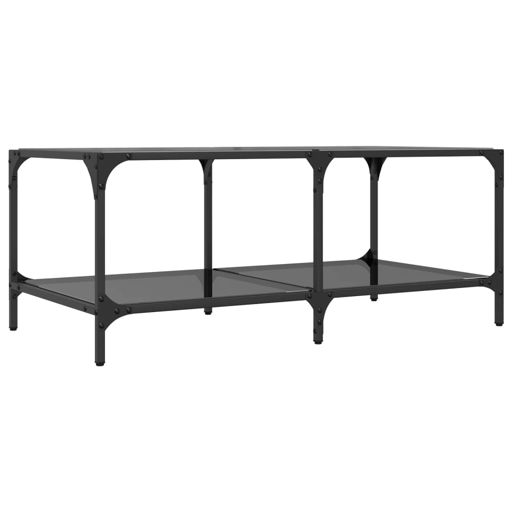 Coffee Table with Black Glass Top 98.5x50x40 cm Steel
