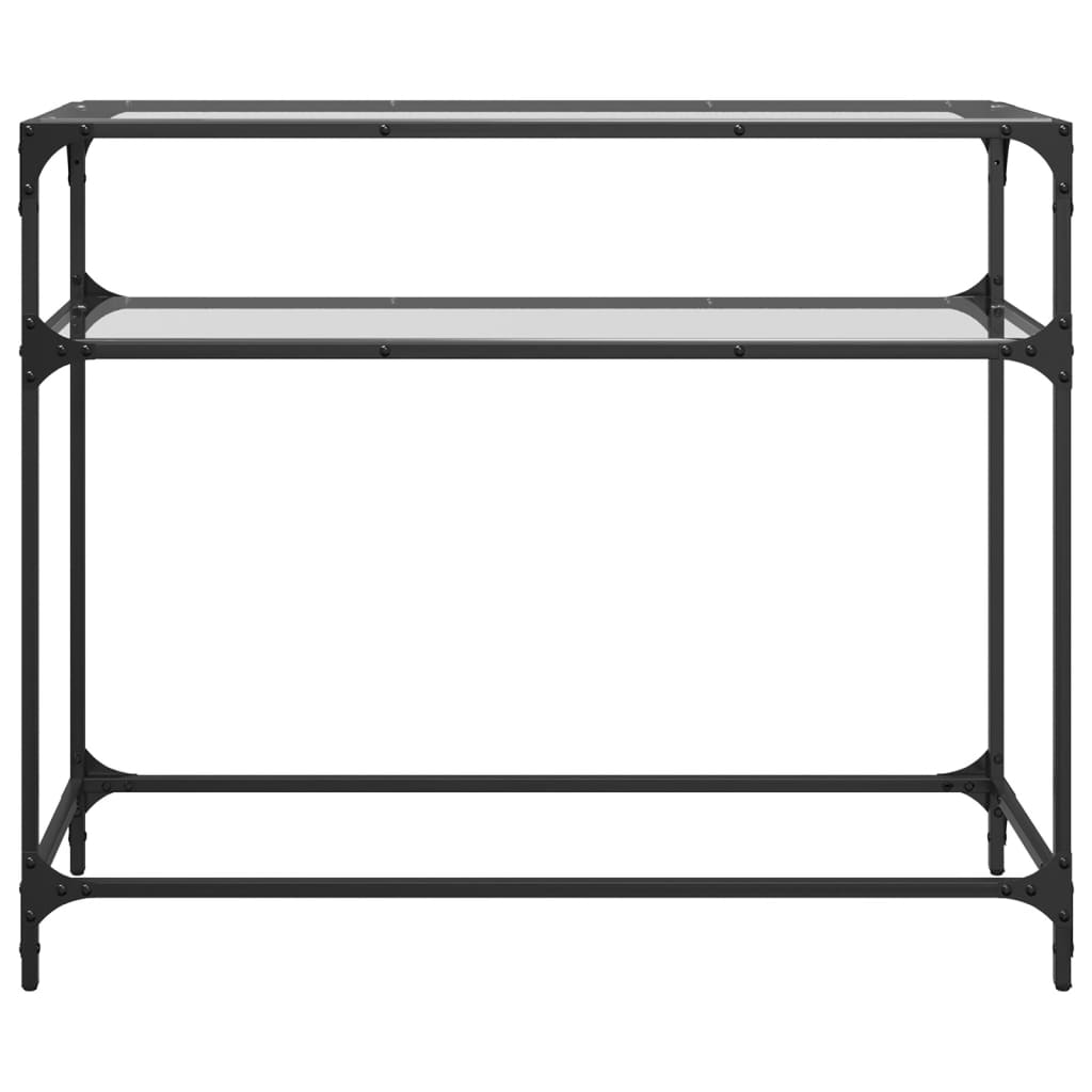 Console Table with Transparent Glass Top 98x35x81 cm Steel