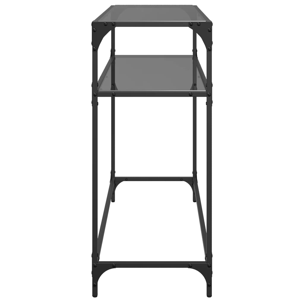 Console Table with Black Glass Top98x35x81 cm Steel