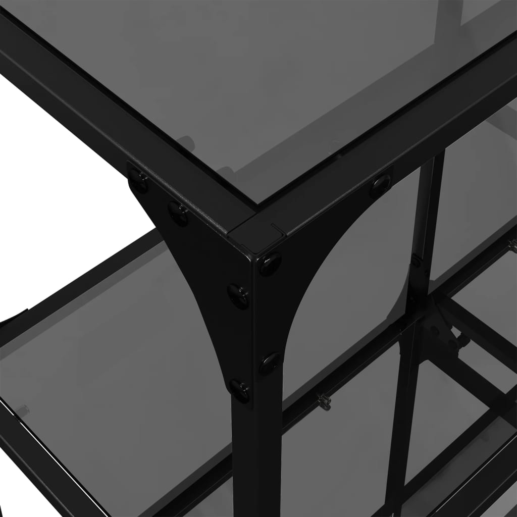 Console Table with Black Glass Top 98x30x81 cm Steel