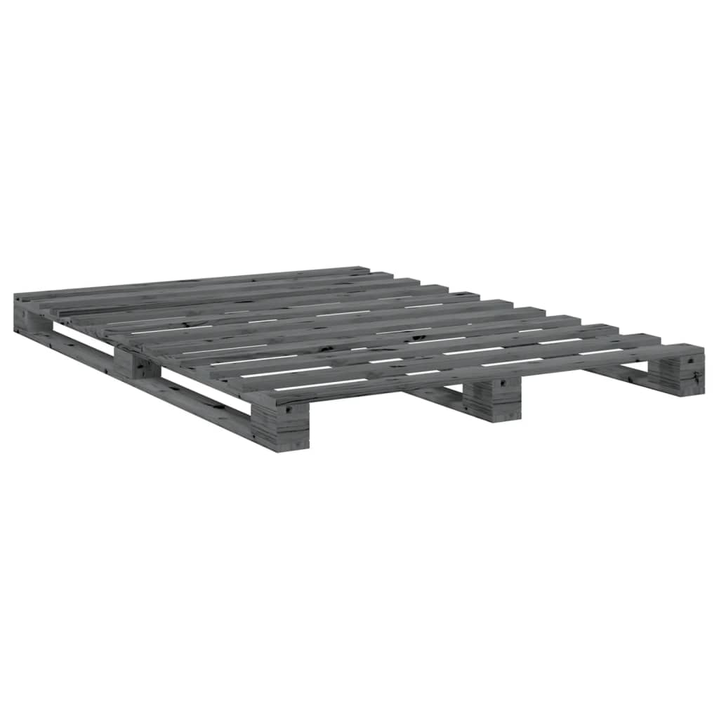 Bed Frame without Mattress  Grey 160x200 cm Solid Wood Pine