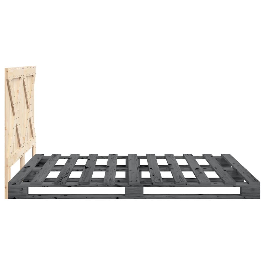 Bed Frame without Mattress  Grey 160x200 cm Solid Wood Pine
