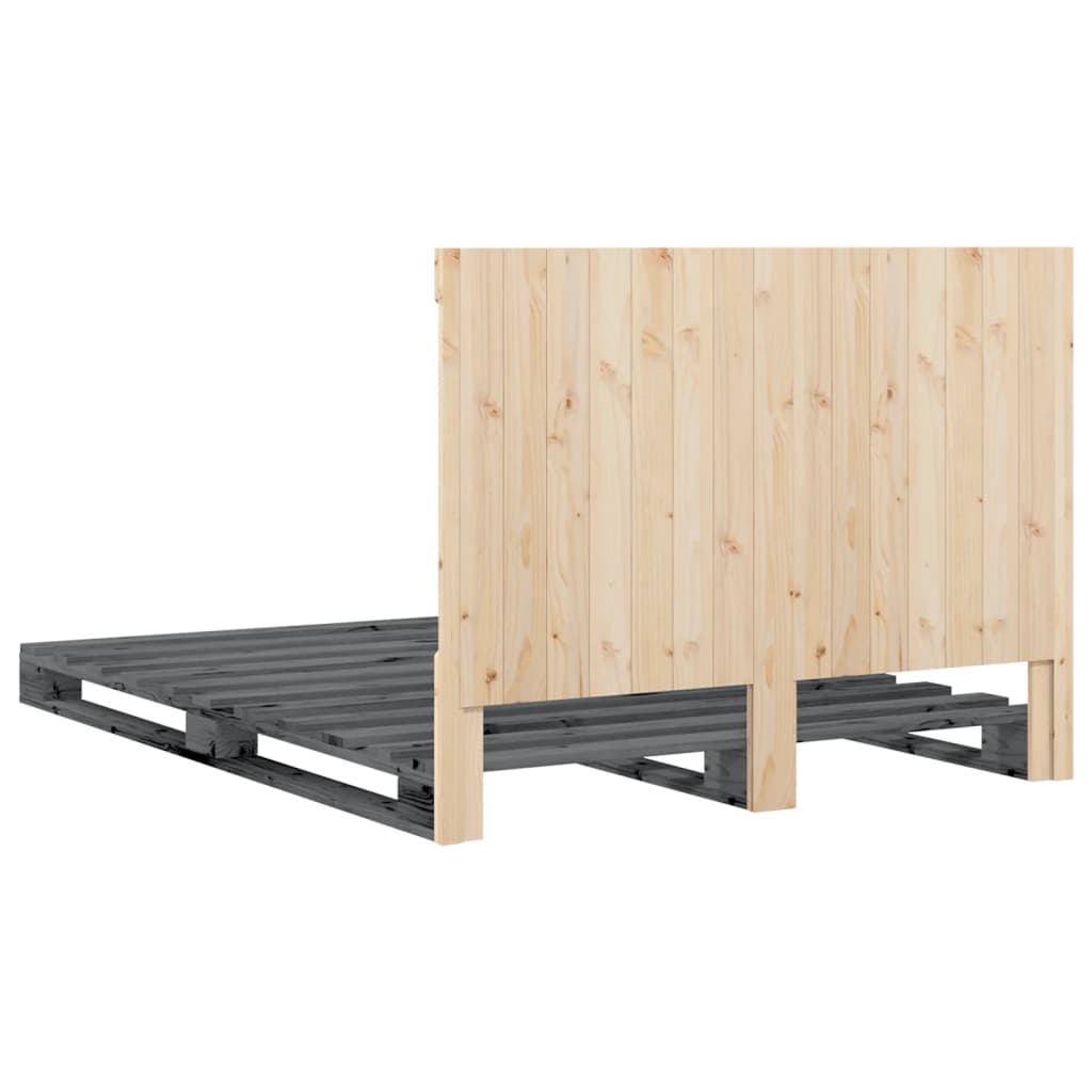 Bed Frame without Mattress  Grey 160x200 cm Solid Wood Pine