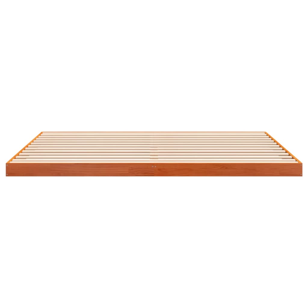 Bed Frame without Mattress Wax Brown 200x200 cm Solid Wood Pine