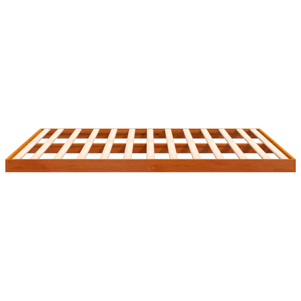 Bed Frame without Mattress Wax Brown 200x200 cm Solid Wood Pine