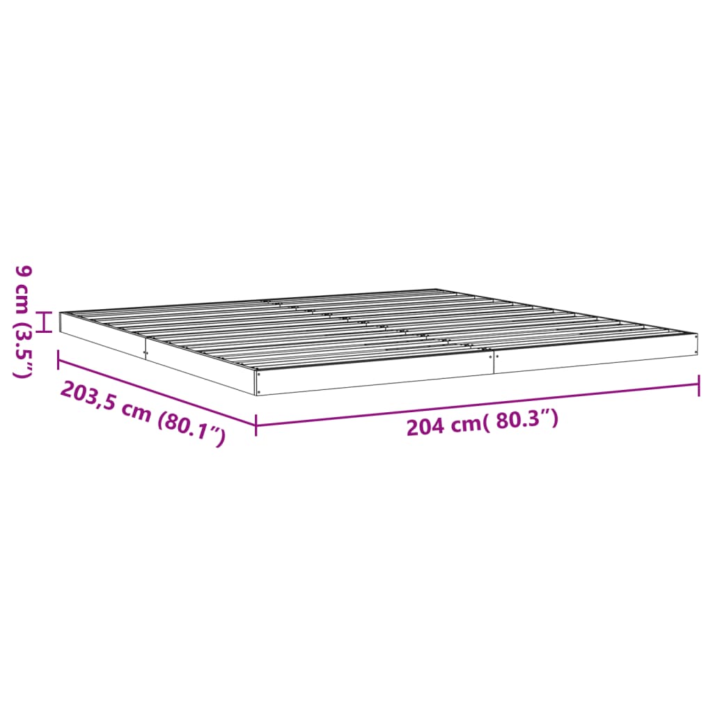 Bed Frame without Mattress Wax Brown 200x200 cm Solid Wood Pine