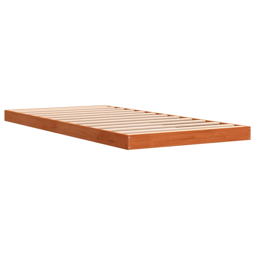 Bed Frame without Mattress Wax Brown 100x200 cm Solid Wood Pine