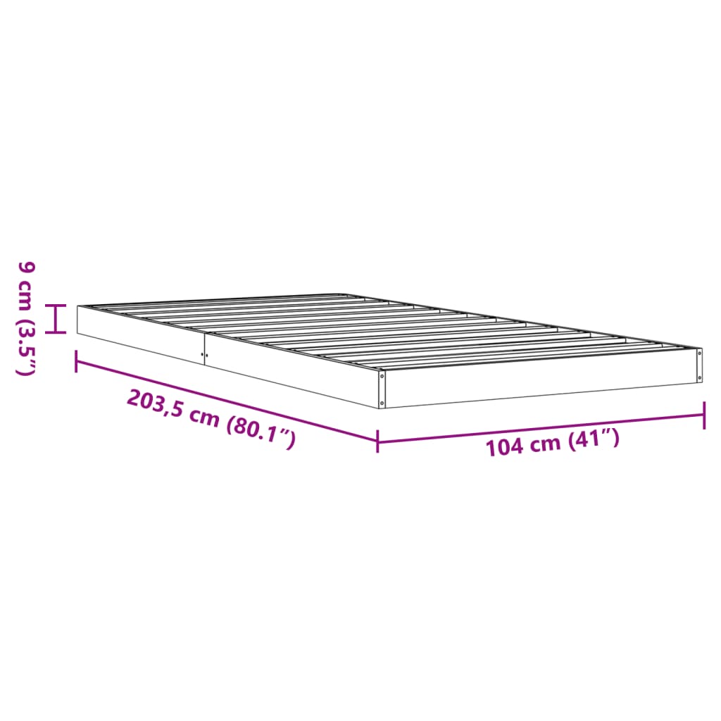 Bed Frame without Mattress Wax Brown 100x200 cm Solid Wood Pine