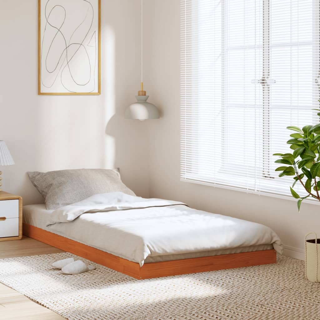 Bed Frame without Mattress Wax Brown 100x200 cm Solid Wood Pine