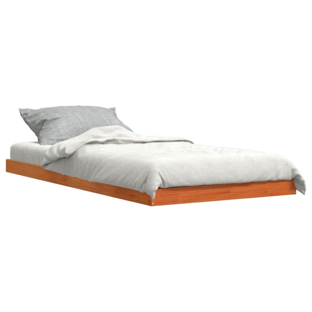 Bed Frame without Mattress Wax Brown 90x200 cm Solid Wood Pine
