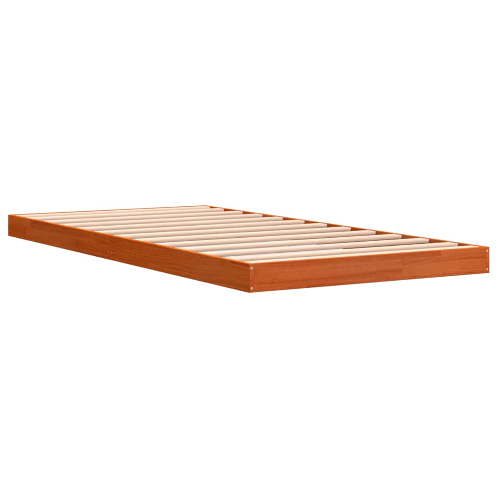Bed Frame without Mattress Wax Brown 90x200 cm Solid Wood Pine