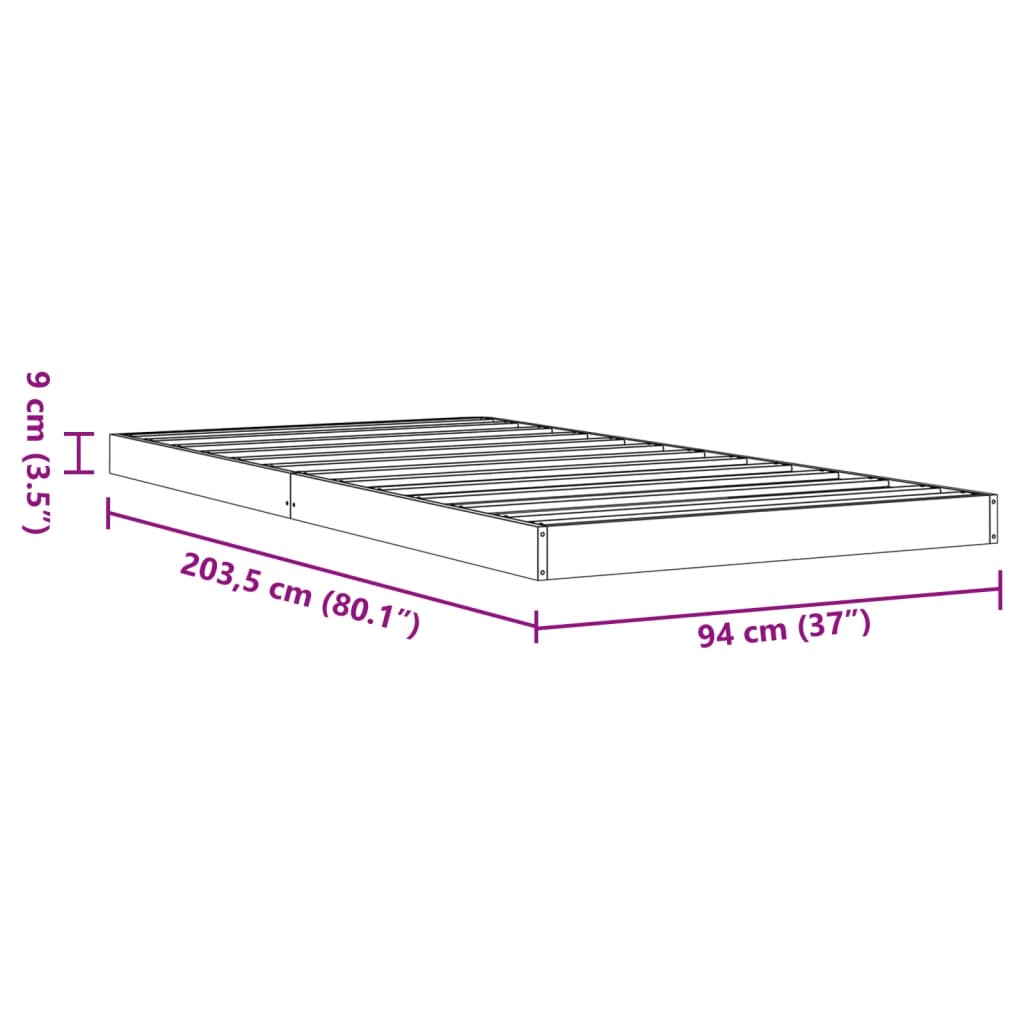 Bed Frame without Mattress Wax Brown 90x200 cm Solid Wood Pine