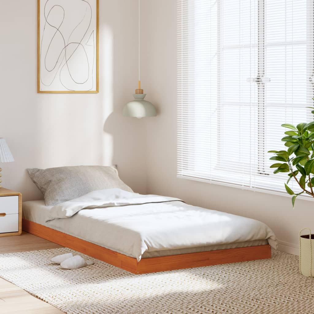 Bed Frame without Mattress Wax Brown 90x200 cm Solid Wood Pine