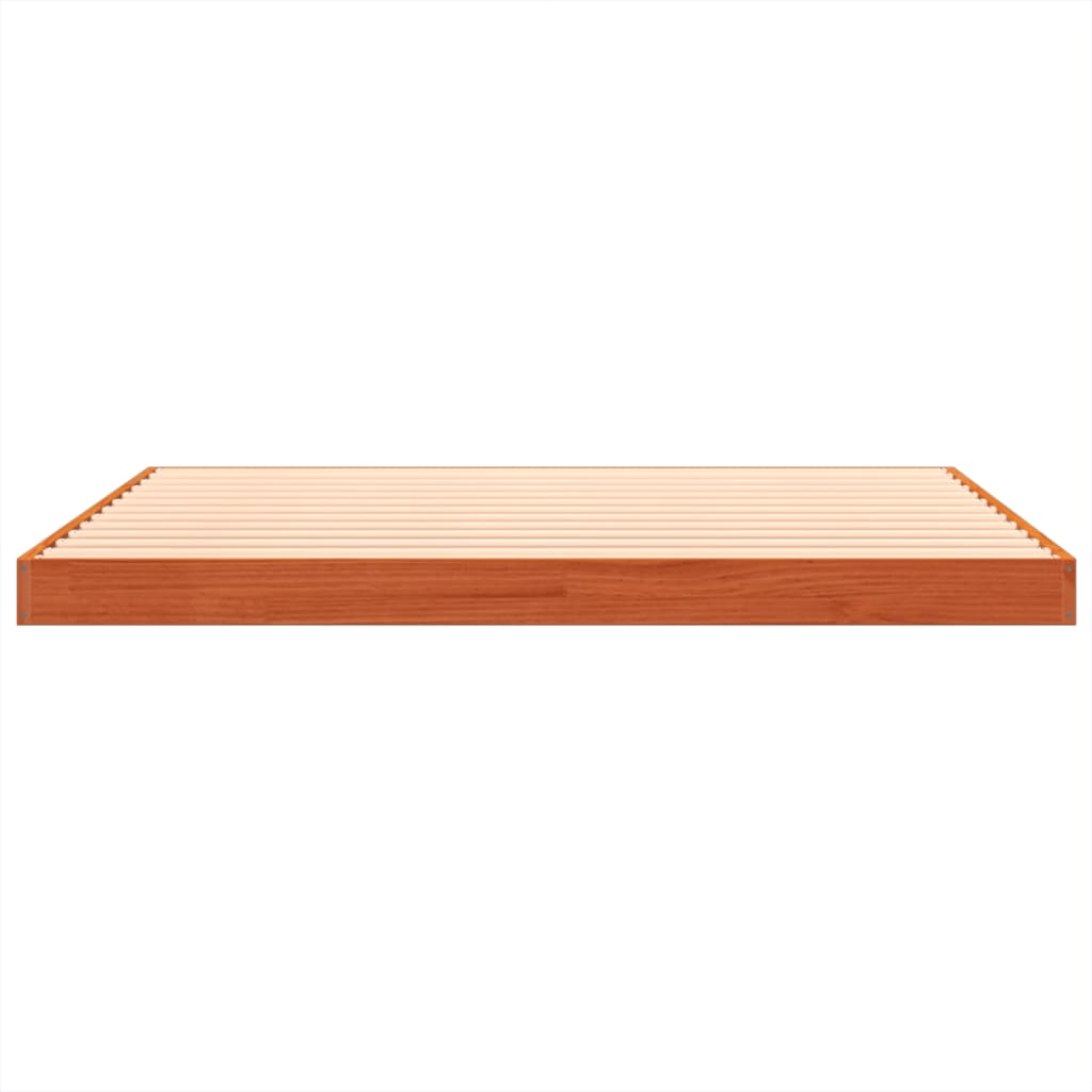 Bed Frame without Mattress Wax Brown 135x190 cm Double Solid Wood Pine