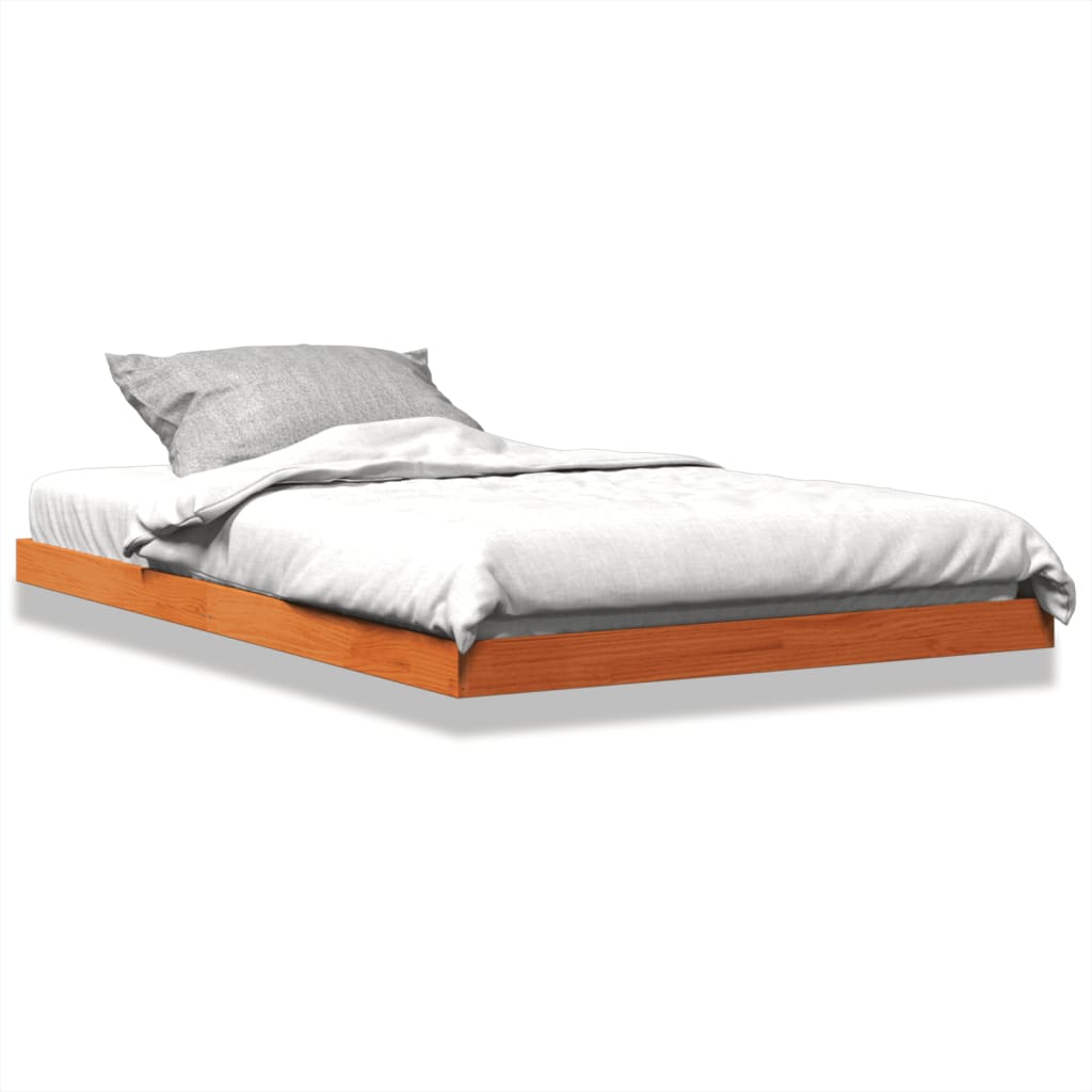 Bed Frame without Mattress Wax Brown 120x190 cm Small Double Solid Wood Pine