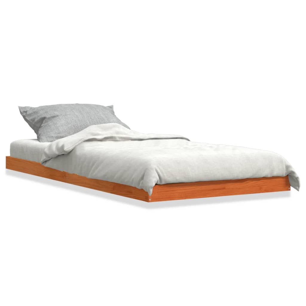Bed Frame without Mattress Wax Brown 90x190 cm Single Solid Wood Pine