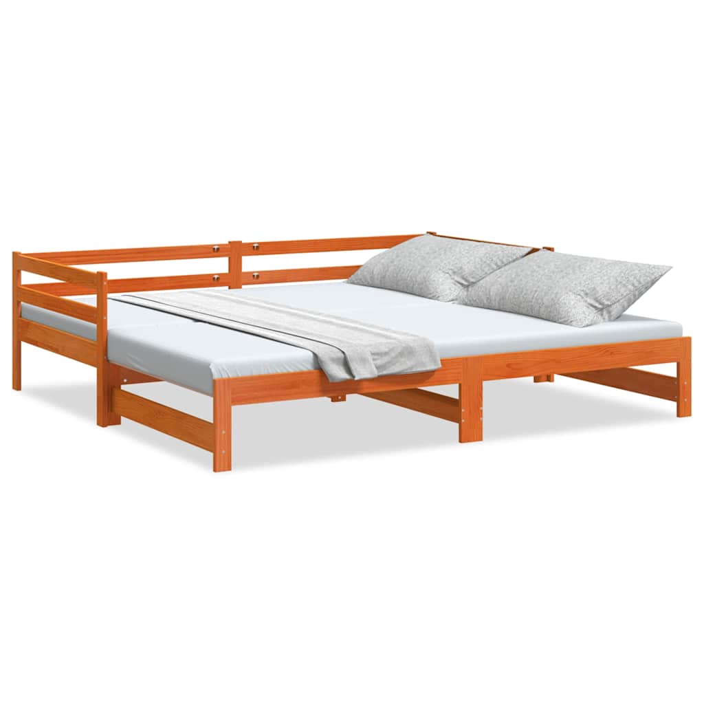 Daybed with Trundle without Mattress Wax Brown 90x200 cm Solid Wood