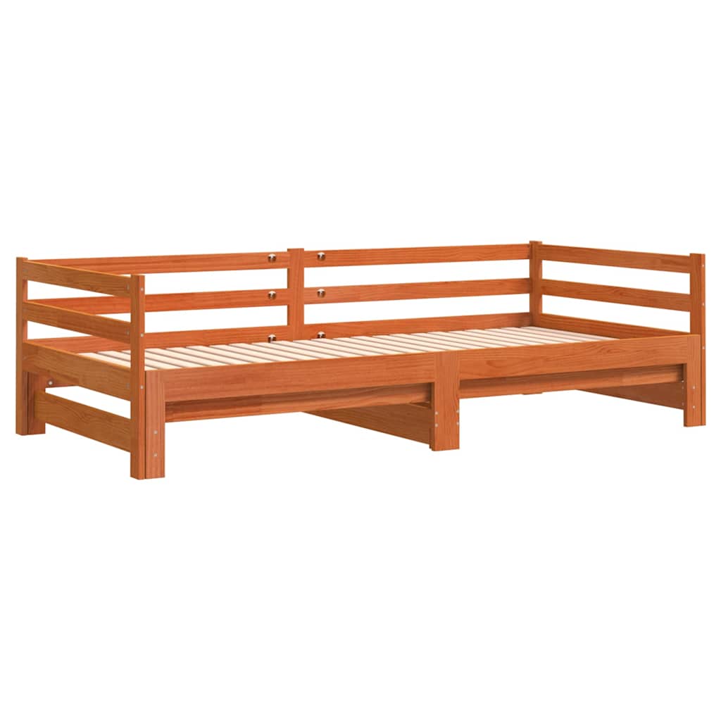 Daybed with Trundle without Mattress Wax Brown 90x200 cm Solid Wood