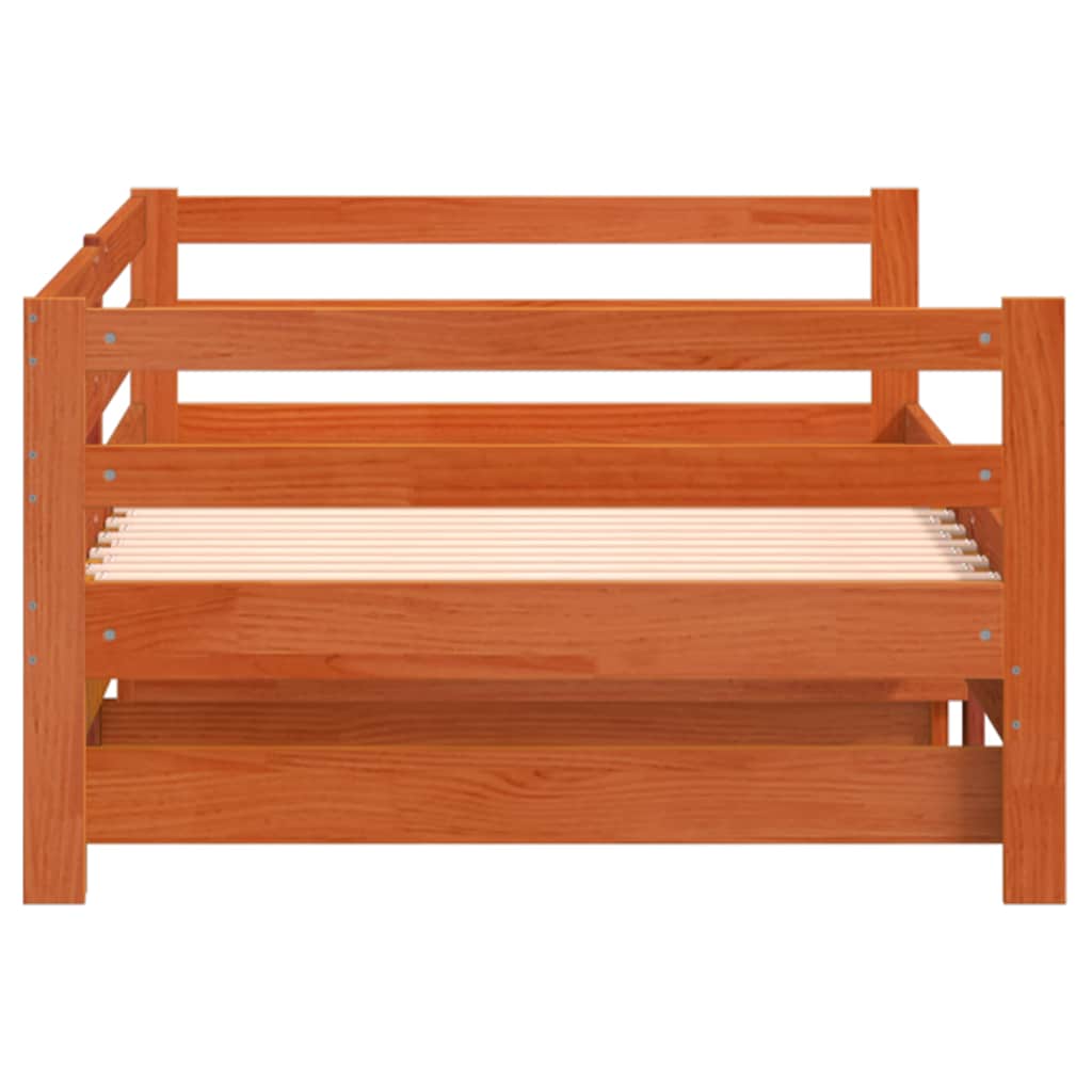 Daybed with Trundle without Mattress Wax Brown 90x200 cm Solid Wood