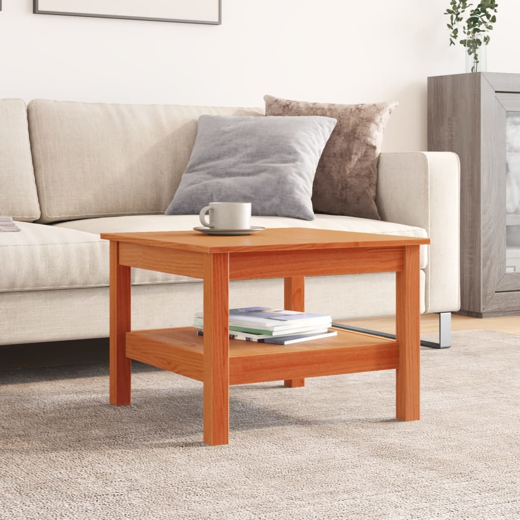 Coffee Table Wax Brown 55x55x40 cm Solid Wood Pine