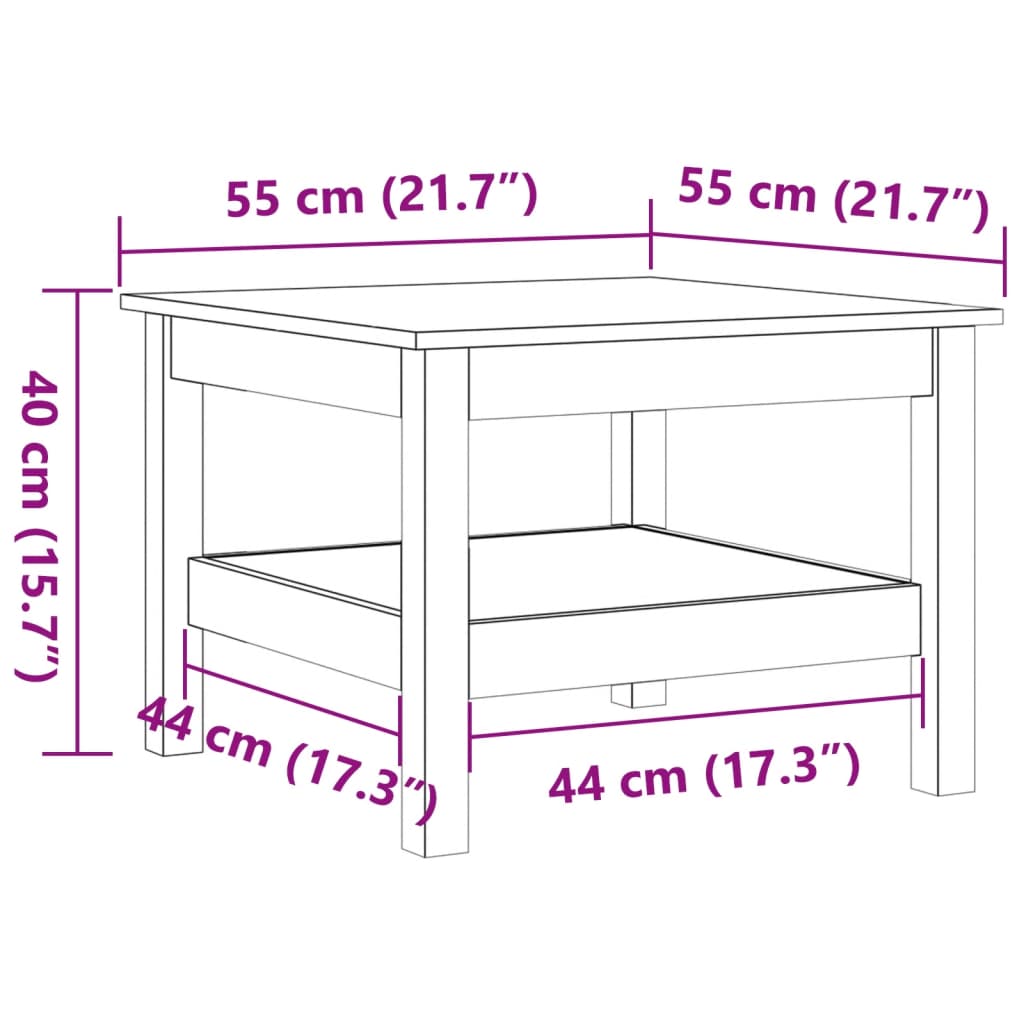 Coffee Table Wax Brown 55x55x40 cm Solid Wood Pine