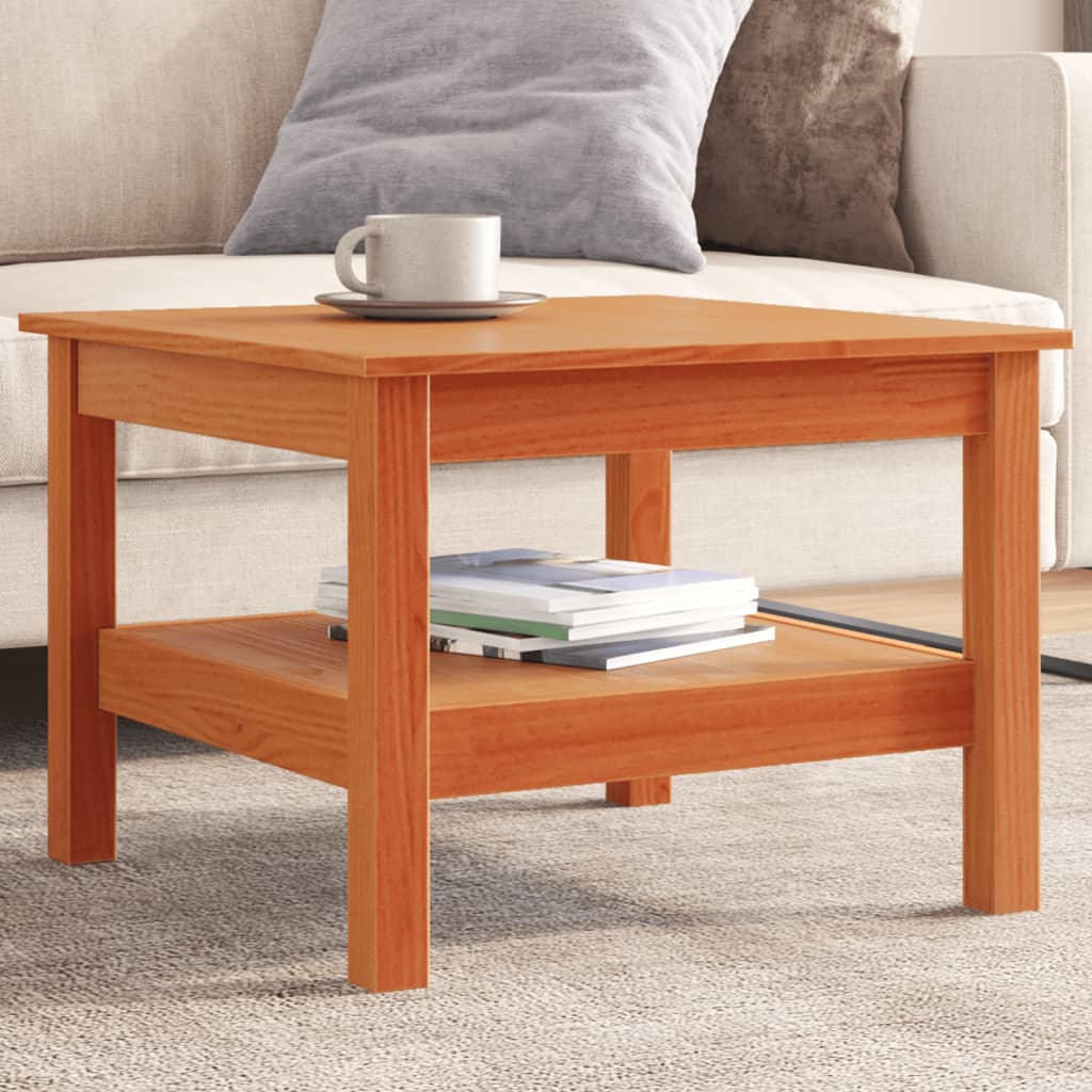 Coffee Table Wax Brown 55x55x40 cm Solid Wood Pine