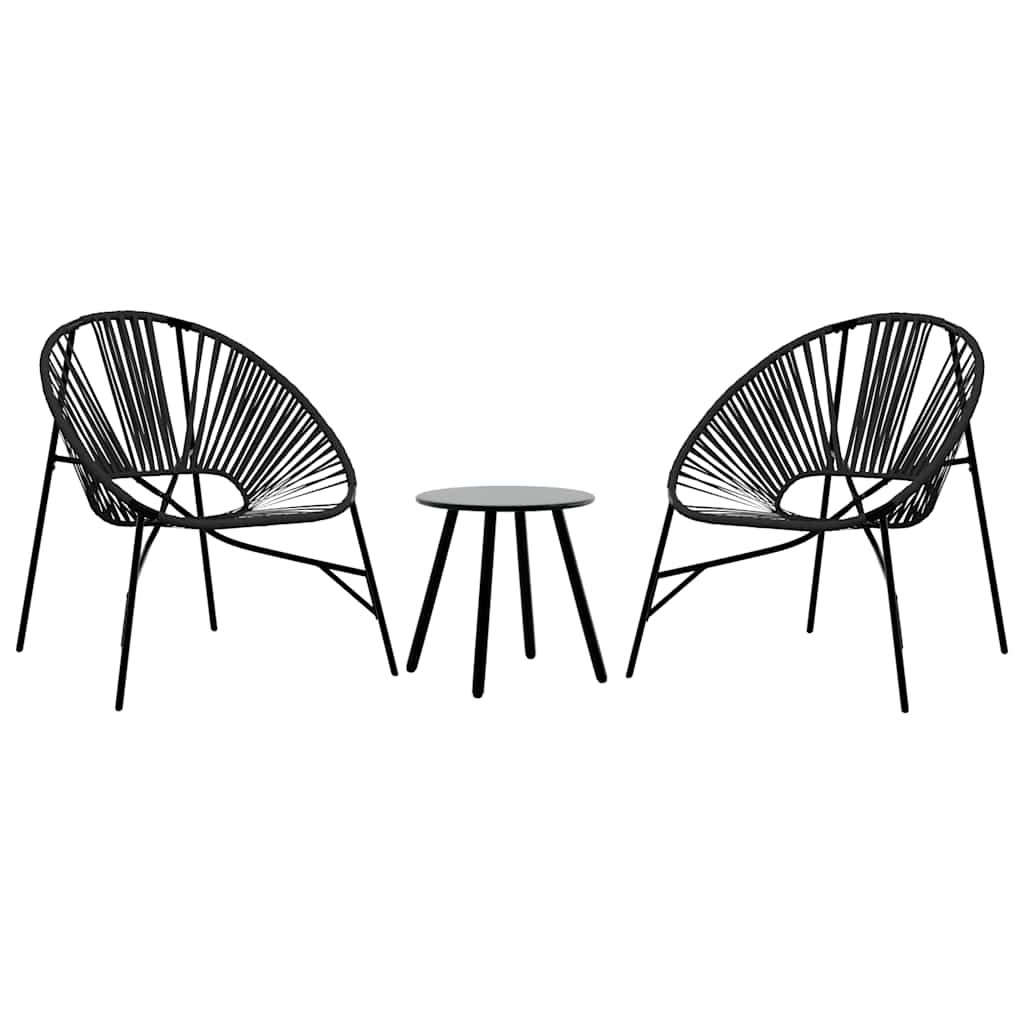 Outdoor Patio 3pcs Poly Rattan Garden Lounge Set With 2 Chairs & Table Furniture