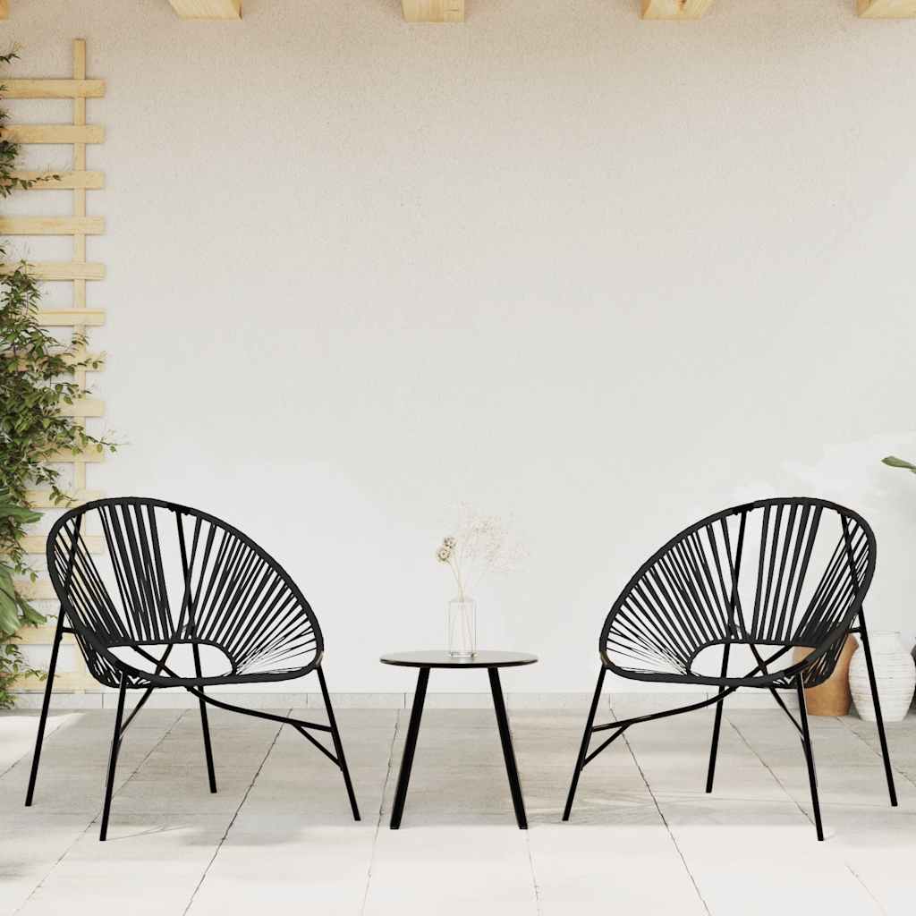 Outdoor Patio 3pcs Poly Rattan Garden Lounge Set With 2 Chairs & Table Furniture