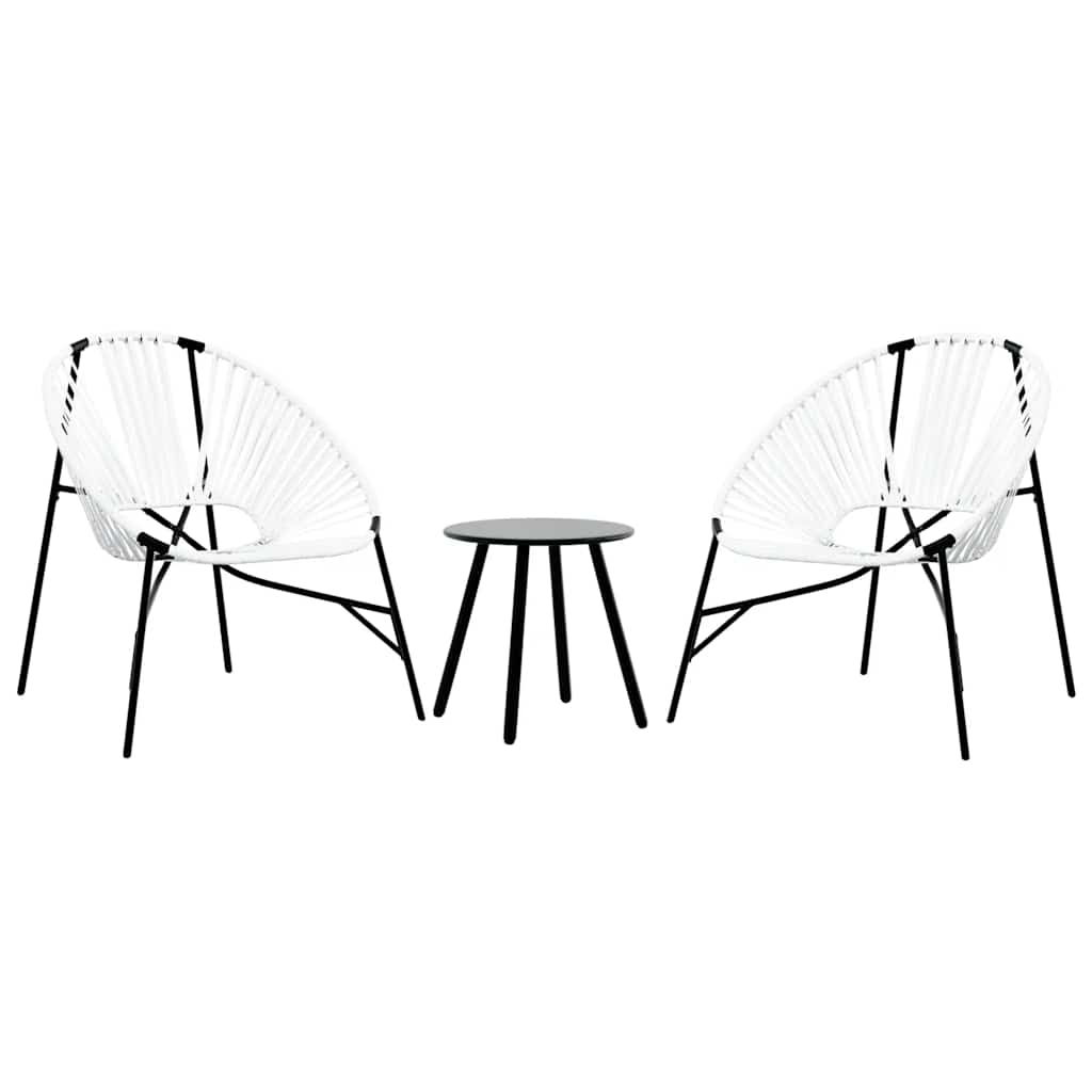 Outdoor Patio 3pcs Poly Rattan Garden Lounge Set With 2 Chairs & Table Furniture