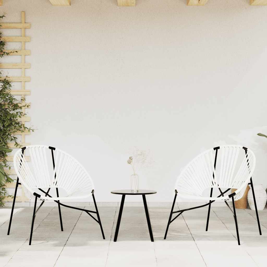 Outdoor Patio 3pcs Poly Rattan Garden Lounge Set With 2 Chairs & Table Furniture