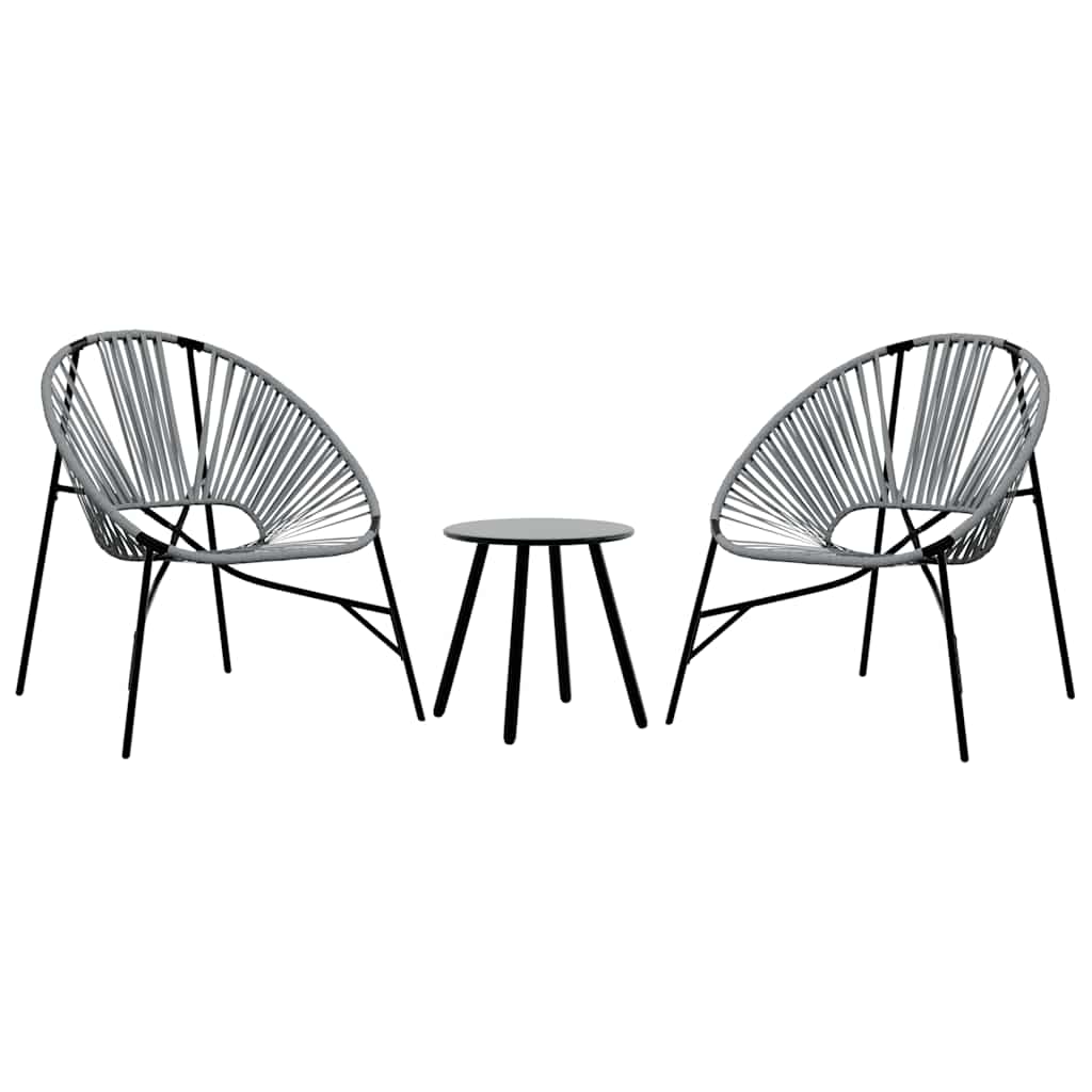 Outdoor Patio 3pcs Poly Rattan Garden Lounge Set With 2 Chairs & Table Furniture