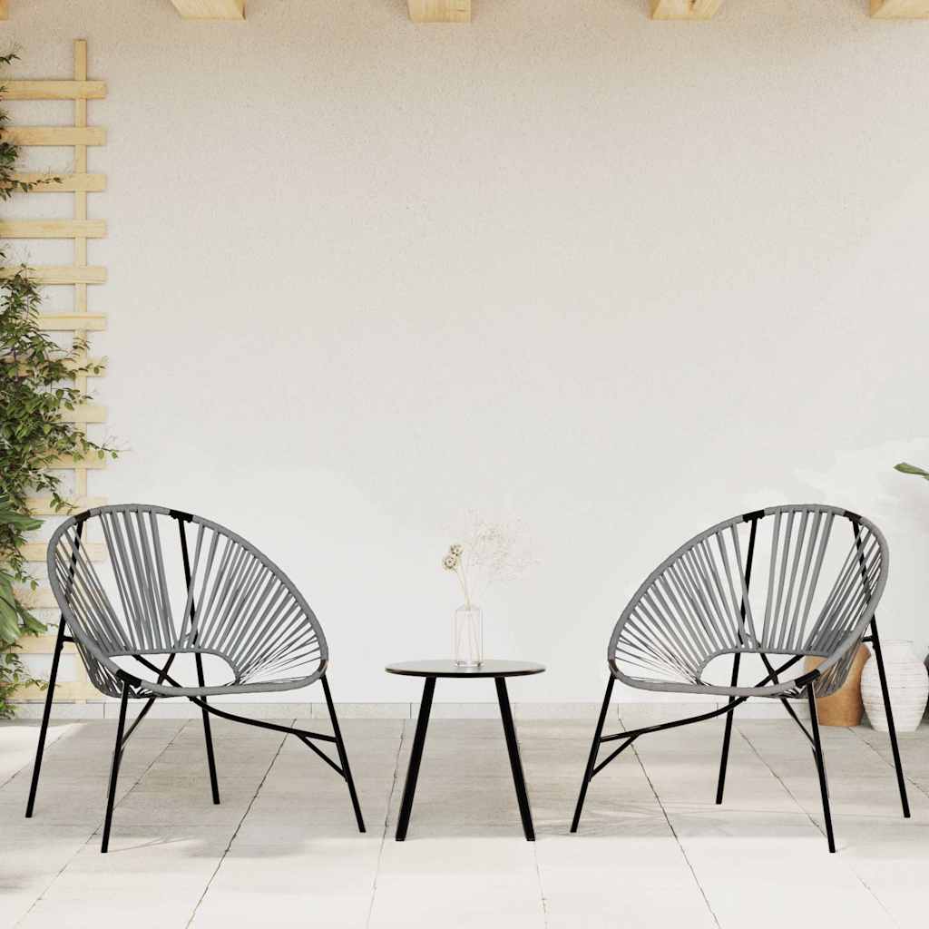 Outdoor Patio 3pcs Poly Rattan Garden Lounge Set With 2 Chairs & Table Furniture