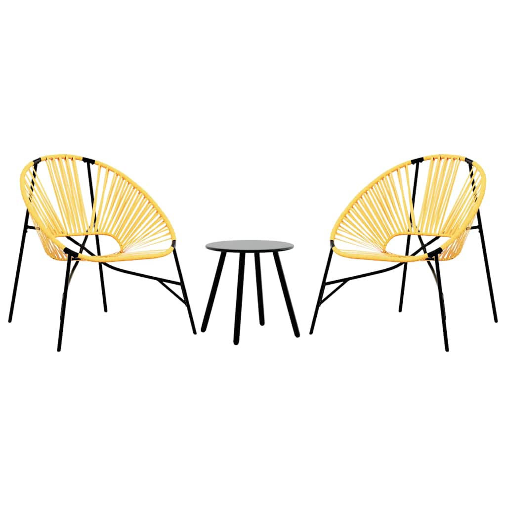 Outdoor Patio 3pcs Poly Rattan Garden Lounge Set With 2 Chairs & Table Furniture