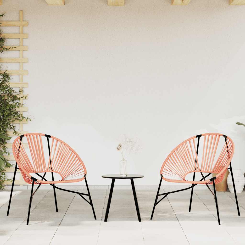 Outdoor Patio 3pcs Poly Rattan Garden Lounge Set With 2 Chairs & Table Furniture
